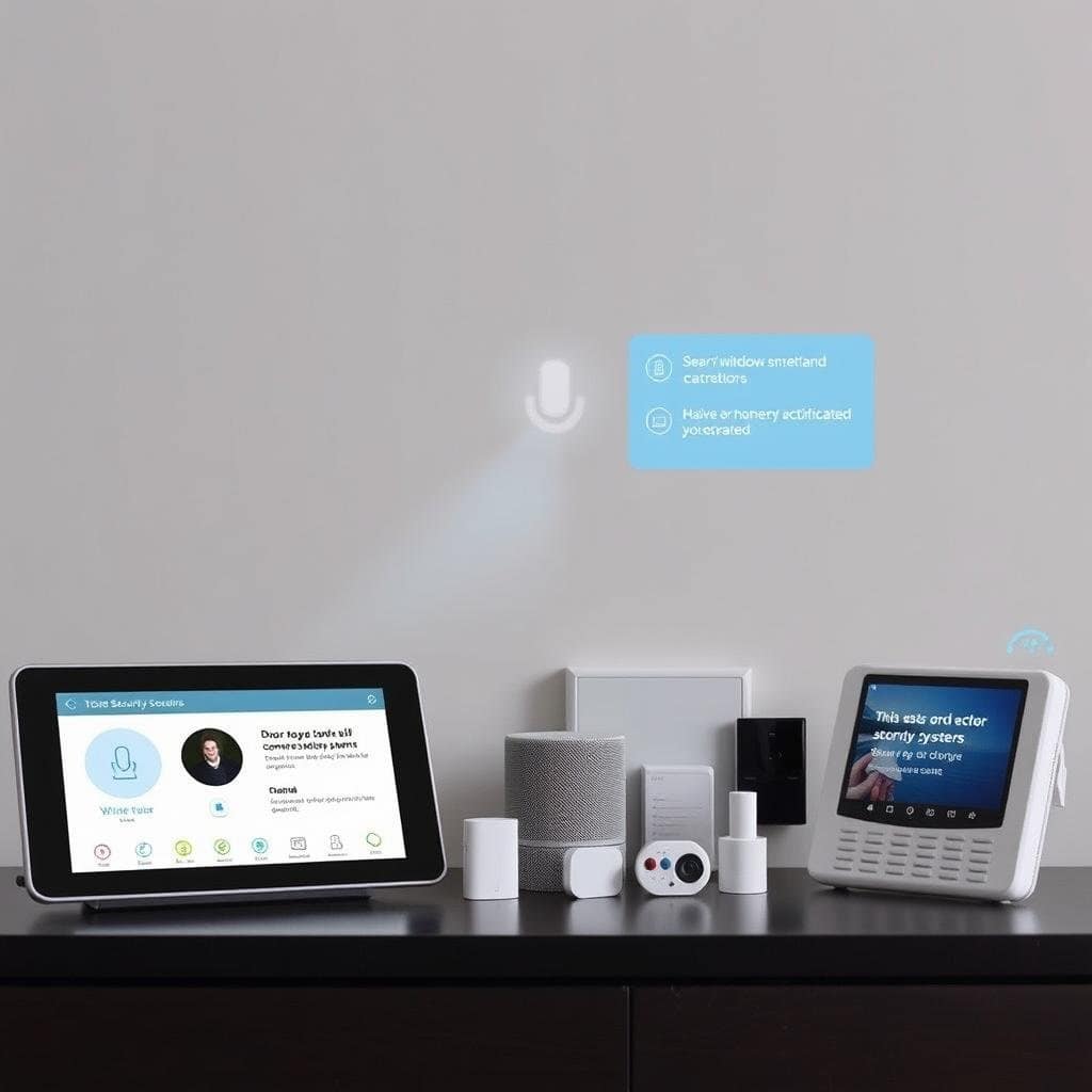 Home security system being armed through voice assistant Home security system being armed through voice assistant