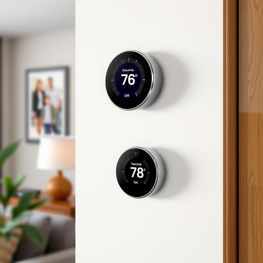 Smart thermostat being controlled by voice command Smart thermostat being controlled by voice command