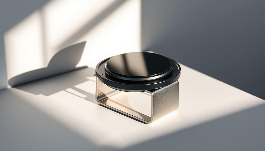 A foldable magnetic wireless charger with sleek, modern design. The charger features a glossy black surface with striking N52 magnetic technology, creating a strong and secure hold for compatible devices. The charger is situated on a metallic, minimalist stand, casting dramatic shadows and highlights that accentuate its elegant form. Soft, directional lighting from the side illuminates the charger's curves and contours, giving it a premium, high-tech appearance. The overall scene conveys a sense of premium quality, advanced functionality, and effortless wireless charging capabilities. A foldable magnetic wireless charger with sleek, modern design. The charger features a glossy black surface with striking N52 magnetic technology, creating a strong and secure hold for compatible devices. The charger is situated on a metallic, minimalist stand, casting dramatic shadows and highlights that accentuate its elegant form. Soft, directional lighting from the side illuminates the charger's curves and contours, giving it a premium, high-tech appearance. The overall scene conveys a sense of premium quality, advanced functionality, and effortless wireless charging capabilities.