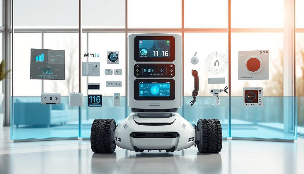 a sophisticated, high-tech smart home multifunction station showcasing a series of innovative window cleaning and monitoring solutions. The station features a sleek, minimalist design with a central display panel and various control interfaces. In the foreground, a state-of-the-art window cleaning robot is prominently displayed, its advanced sensors and tools visible. The middle ground includes a range of smart home sensors and connectivity modules, enabling remote monitoring and automation of the window cleaning process. The background depicts a modern, contemporary interior setting, with large windows allowing natural light to flood the space. The overall scene conveys a sense of technological integration, efficiency, and seamless home automation for effective window care. a sophisticated, high-tech smart home multifunction station showcasing a series of innovative window cleaning and monitoring solutions. The station features a sleek, minimalist design with a central display panel and various control interfaces. In the foreground, a state-of-the-art window cleaning robot is prominently displayed, its advanced sensors and tools visible. The middle ground includes a range of smart home sensors and connectivity modules, enabling remote monitoring and automation of the window cleaning process. The background depicts a modern, contemporary interior setting, with large windows allowing natural light to flood the space. The overall scene conveys a sense of technological integration, efficiency, and seamless home automation for effective window care.