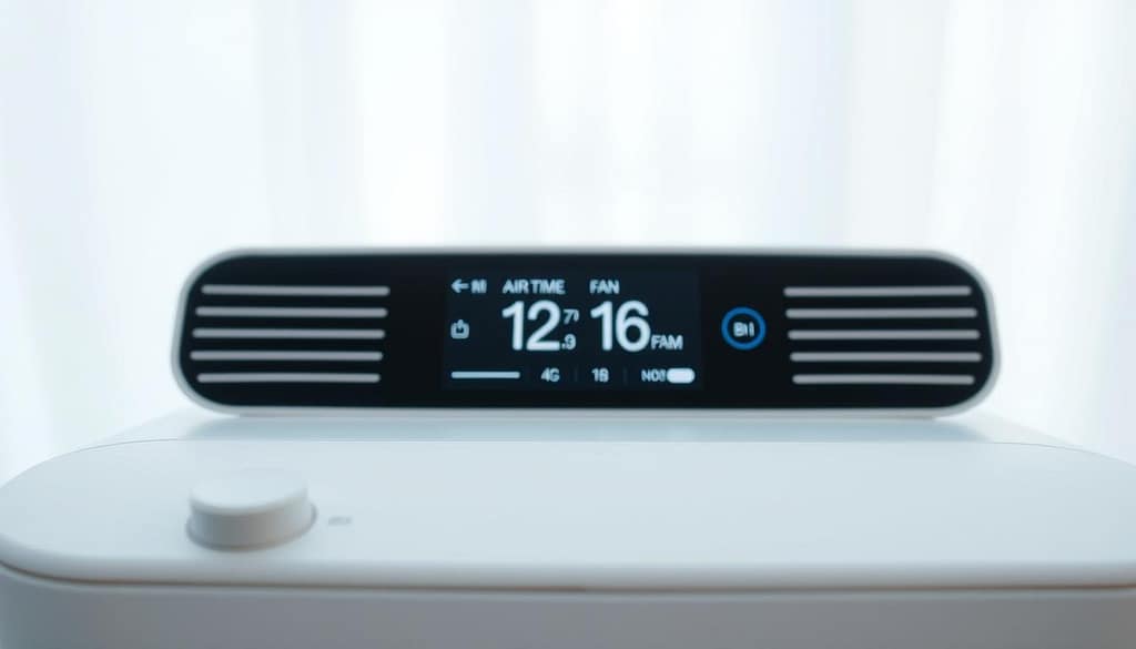 A minimalist and clean interface for a quiet air cleaner app, showcasing precise controls and a serene atmosphere. The foreground features a sleek, intuitive control panel with simple sliders and toggles for adjusting airflow, fan speed, and power settings. The middle ground displays a crisp, high-resolution display with real-time air quality metrics and a soothing, monochromatic color scheme. The background subtly fades into a soft, diffused lighting that creates a calming, spa-like ambiance, emphasizing the app's focus on air purification and wellness. The entire scene is captured with a shallow depth of field, placing the interface in sharp focus while the surroundings gently blur, directing the viewer's attention to the app's core functionality. A minimalist and clean interface for a quiet air cleaner app, showcasing precise controls and a serene atmosphere. The foreground features a sleek, intuitive control panel with simple sliders and toggles for adjusting airflow, fan speed, and power settings. The middle ground displays a crisp, high-resolution display with real-time air quality metrics and a soothing, monochromatic color scheme. The background subtly fades into a soft, diffused lighting that creates a calming, spa-like ambiance, emphasizing the app's focus on air purification and wellness. The entire scene is captured with a shallow depth of field, placing the interface in sharp focus while the surroundings gently blur, directing the viewer's attention to the app's core functionality.