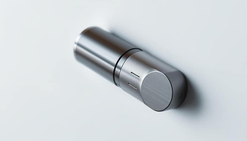 A sleek, minimalist smart lock mechanism set against a clean, modern background. The lock features a glossy, metal exterior with subtle texture and accents, conveying a sense of premium quality and advanced technology. The lock is showcased in soft, directional lighting that highlights its contours and surfaces, creating a sense of depth and dimensionality. The background is a simple, muted color palette, allowing the smart lock to be the focal point. The overall composition and styling suggest a high-end, secure and sophisticated security solution. A sleek, minimalist smart lock mechanism set against a clean, modern background. The lock features a glossy, metal exterior with subtle texture and accents, conveying a sense of premium quality and advanced technology. The lock is showcased in soft, directional lighting that highlights its contours and surfaces, creating a sense of depth and dimensionality. The background is a simple, muted color palette, allowing the smart lock to be the focal point. The overall composition and styling suggest a high-end, secure and sophisticated security solution.
