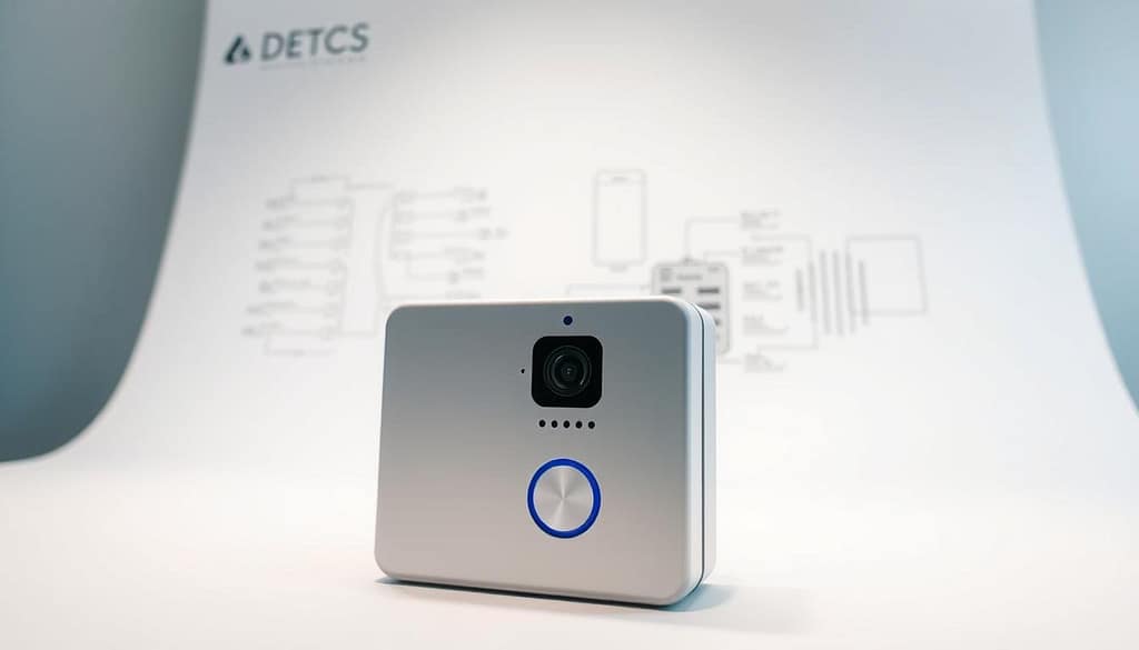 A sleek, modern motion detection doorbell with a minimalist design, showcasing its core technical specifications. In the foreground, a close-up view of the device's front panel, highlighting the high-definition camera lens, motion sensor, and LED indicator lights. The middle ground features a detailed schematic diagram illustrating the device's internal components and wiring, while the background presents a clean, white backdrop to draw focus to the subject. The lighting is soft and diffused, creating a sense of elegance and professionalism. The camera angle is slightly elevated, providing a clear and comprehensive view of the doorbell's key features and specifications. A sleek, modern motion detection doorbell with a minimalist design, showcasing its core technical specifications. In the foreground, a close-up view of the device's front panel, highlighting the high-definition camera lens, motion sensor, and LED indicator lights. The middle ground features a detailed schematic diagram illustrating the device's internal components and wiring, while the background presents a clean, white backdrop to draw focus to the subject. The lighting is soft and diffused, creating a sense of elegance and professionalism. The camera angle is slightly elevated, providing a clear and comprehensive view of the doorbell's key features and specifications.