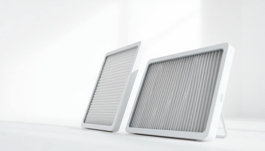 A pair of HEPA (High-Efficiency Particulate Air) filters, precisely engineered to capture fine airborne particles with meticulous attention to detail. In the foreground, the filters are depicted in crisp, high-resolution clarity, showcasing their sleek, contemporary design with subtle contours and a matte finish. The middle ground features a clean, well-lit backdrop, emphasizing the filters' functionality and effectiveness. The lighting, angled to accentuate the filters' geometry, casts subtle shadows that add depth and dimension to the scene. The overall mood is one of technical precision and innovation, befitting the advanced filtration technology at the heart of the LEVOIT air purifiers. A pair of HEPA (High-Efficiency Particulate Air) filters, precisely engineered to capture fine airborne particles with meticulous attention to detail. In the foreground, the filters are depicted in crisp, high-resolution clarity, showcasing their sleek, contemporary design with subtle contours and a matte finish. The middle ground features a clean, well-lit backdrop, emphasizing the filters' functionality and effectiveness. The lighting, angled to accentuate the filters' geometry, casts subtle shadows that add depth and dimension to the scene. The overall mood is one of technical precision and innovation, befitting the advanced filtration technology at the heart of the LEVOIT air purifiers.