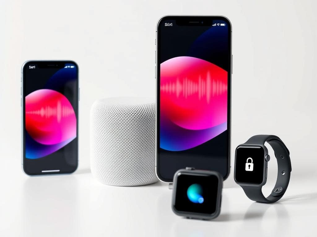 Apple's Siri across iPhone, HomePod, and Apple Watch showing privacy features Apple's Siri across iPhone, HomePod, and Apple Watch showing privacy features